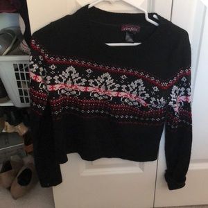 Black Winter Sweater Crop Top